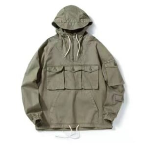 #0246 Multi bag jacket cotton herringbone diagonal gauze fabric field stormsuit style Hooded Jacket 34