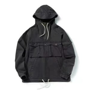 #0246 Multi bag jacket cotton herringbone diagonal gauze fabric field stormsuit style Hooded Jacket 35