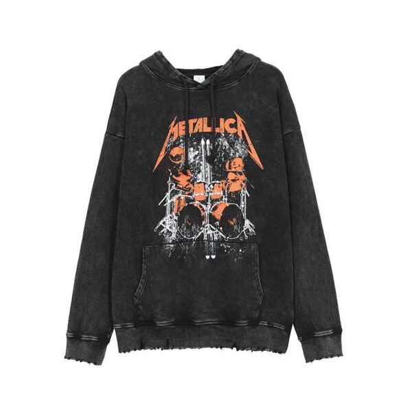 2283#ACID WASHED ROCK HIGH STREET METALLIC HOODY 17