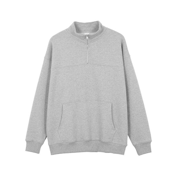 up-zipper front big pocket pure cotton hoodie - Image 4