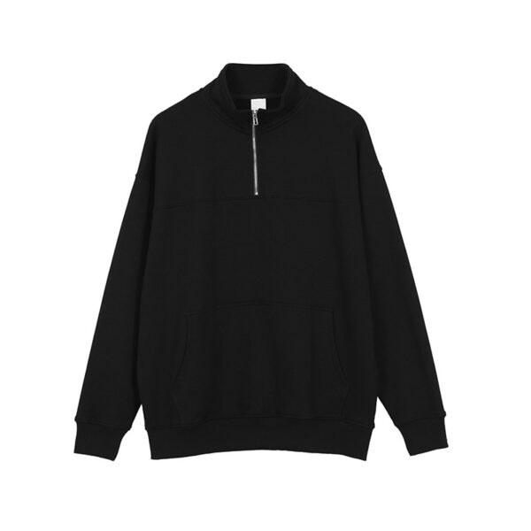 up-zipper front big pocket pure cotton hoodie - Image 2