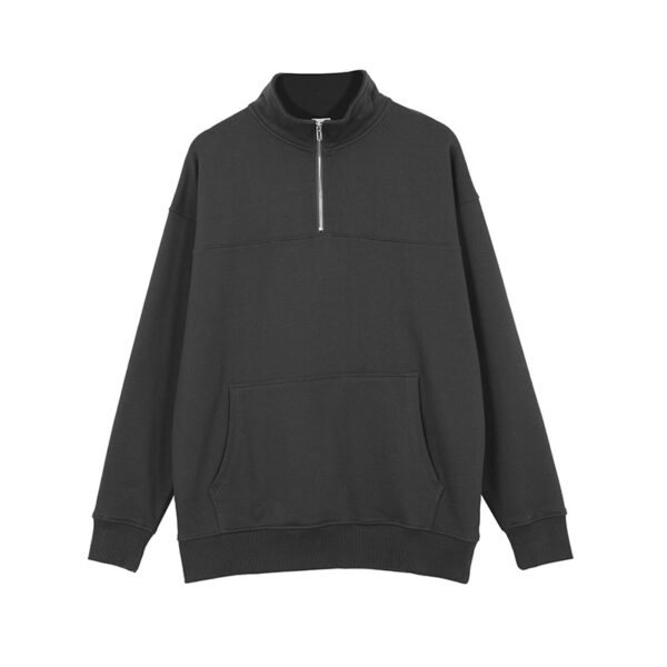 up-zipper front big pocket pure cotton hoodie - Image 6