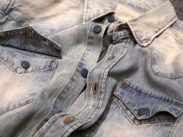 American style western road wind heavy wash tapered denim shirt 19