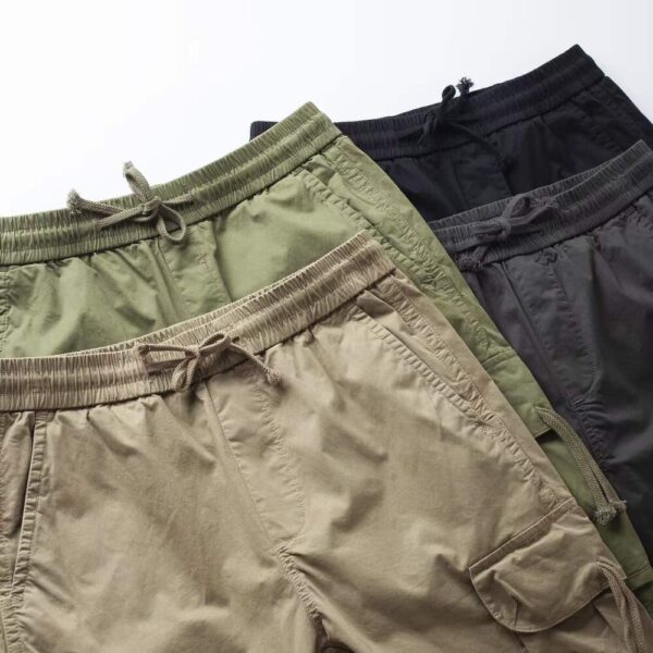 military style retro cargo tight twill micro elastic loose cargo pants - Image 7