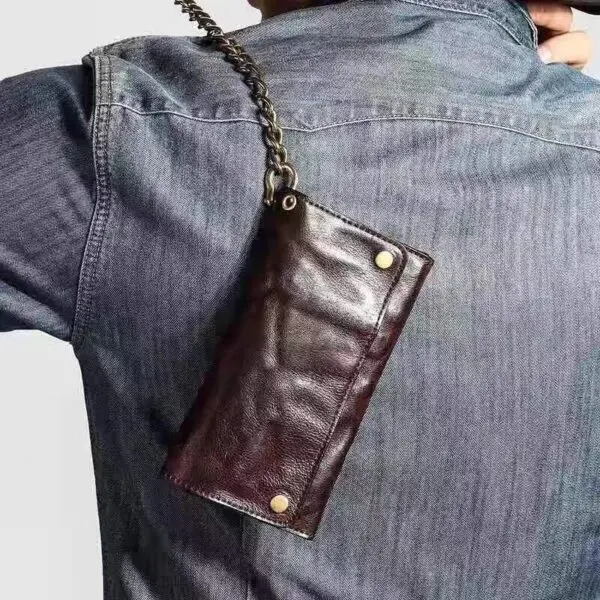 Genuine leather Anti-theft deduction Men's hand purse retro zipper - Image 2