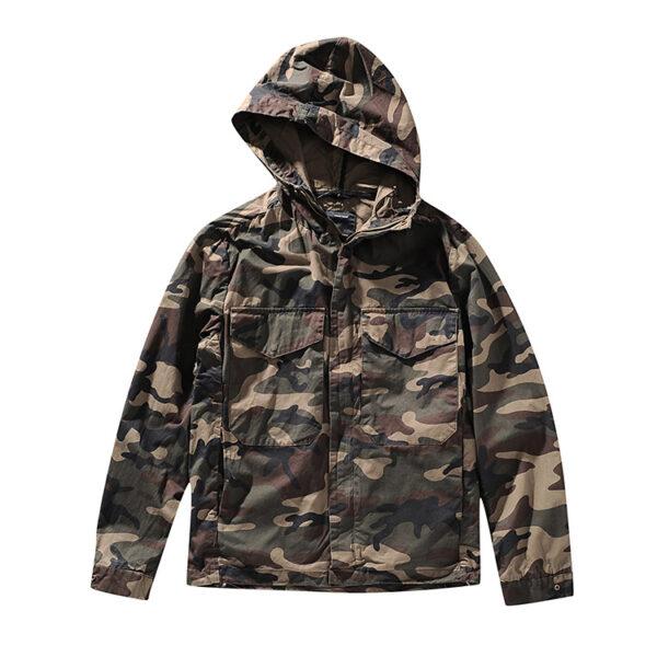 A48 autumn and winter new foreign trade original single-base solid color camouflage hooded young men's windcoat jacket jacket 0104