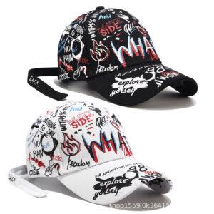 Graffiti baseball cap fashion Korean version of personality bends along the summer tide male and female personality a hundred caps and sun hats