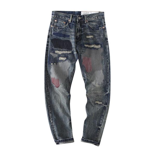 Autumn/Winter New American Vintage Click Yalu Street Patch Men's Jeans Pants A68-229