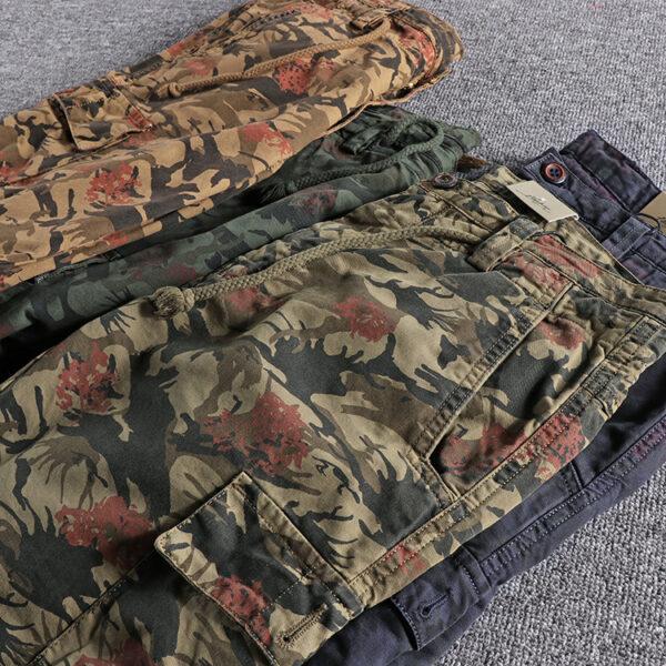 Retro trend washing camouflage youth five-point pants Europe and the United States foreign trade original single men's workwear shorts casual pants