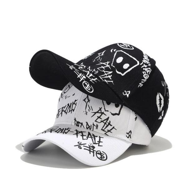 Cross-border outdoor graffiti cap tide male hip-hop students sun hat women trend street shoots a hundred printed baseball caps