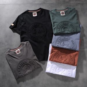 Air-rainbow American retro minimalist three-dimensional framed men's round-neck short-sleeved T-shirt half-sleeve AR804