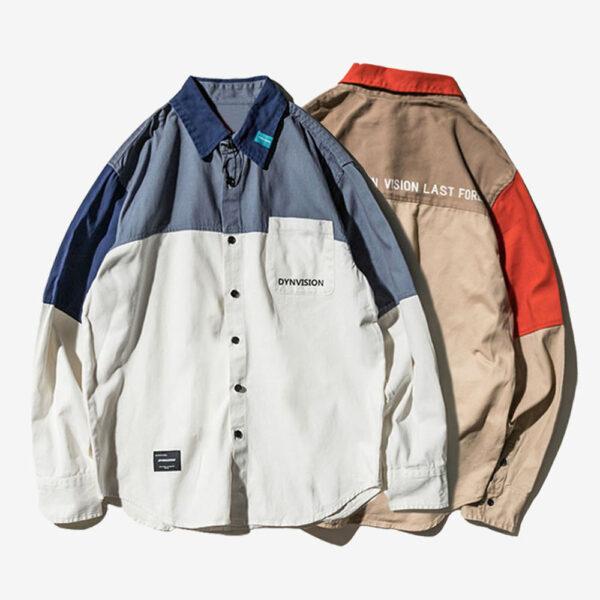 Autumn shirt men's long-sleeved new stitching trend Korean version of casual shirt shirt tide Japanese loose jacket shirt