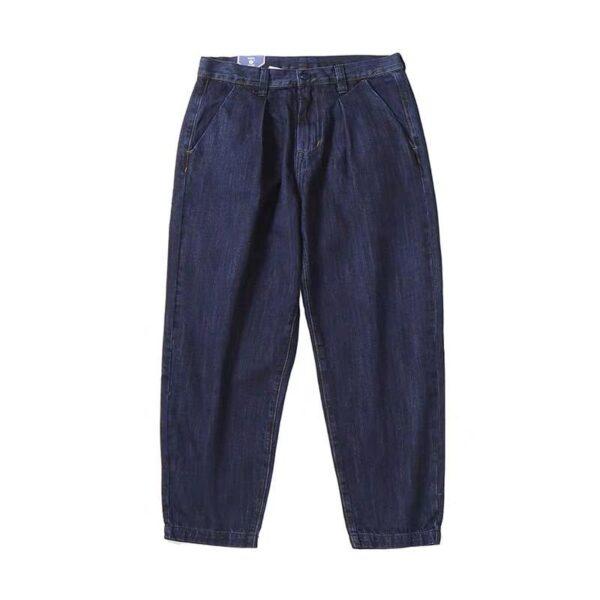 Boys Japanese vintage straight jeans men's summer loose wash cone Harun nine-point pants radish pants