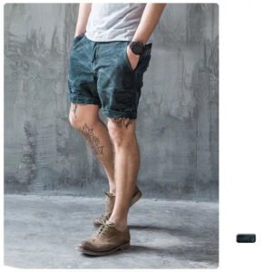 heavy-duty casual pants men's shorts tie dyeing craft enzyme wash water pure cotton trend five-point pants pants