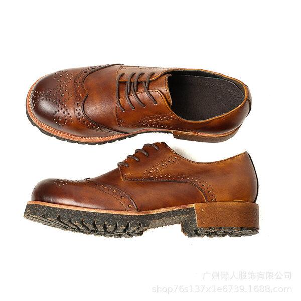 Martin Boots Men's Low Gang Vintage British Wind Bullock Carved Hollow Leather Shoes Leather Casual Tide