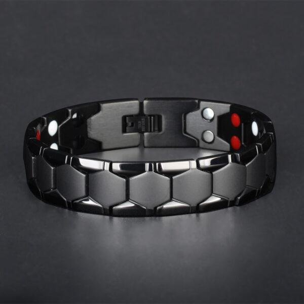 Europe and the United States overbearing titanium steel bracelet male electroplating gold magnet five-sided spherical bracelet wide foreign trade stainless steel jewelry