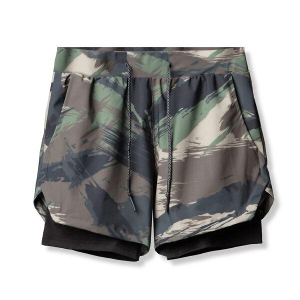 New double-decker sports shorts men's running training woven five-point pants trend camouflage basketball pants wholesale