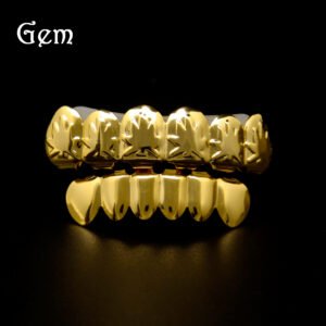 Hip-hop maple leaf 24K gold brace Halloween teethgrillsrapper fashion hip-hop accessories