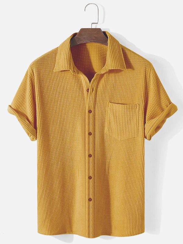 men's short-sleeved open-chest shirt rocking velvet