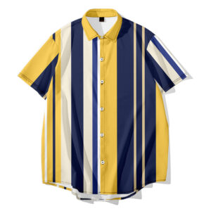 creative striped 3D men's casual loose-fitting short-sleeved men's fashion shirt young students