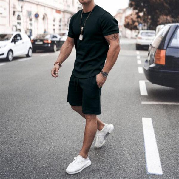 Foreign trade summer cross-border explosion of European short-sleeved shorts two-piece sports casual men's suit