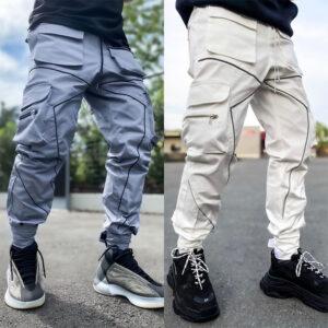 Foreign trade autumn new casual pants men's Korean version of the tide brand multi-bag work pants loose straight outdoor running pants
