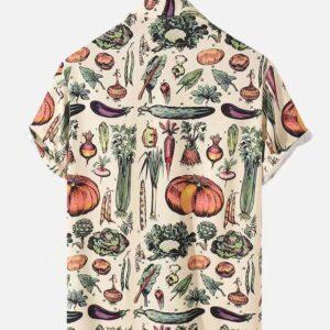 Cross-border e-commerce independent station Amazon express sales of foreign trade men's open chest vegetables and fruit shirt short sleeves