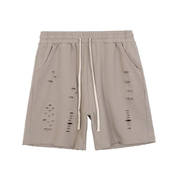 ARTIE men's | hand-cut hole 350g wash shorts men's loose tide card over knee hair ring five-point shorts